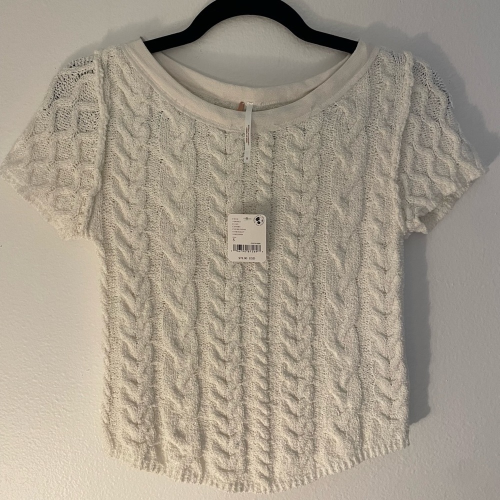Free People New with Tags Cream Cable Sweater Tee Small